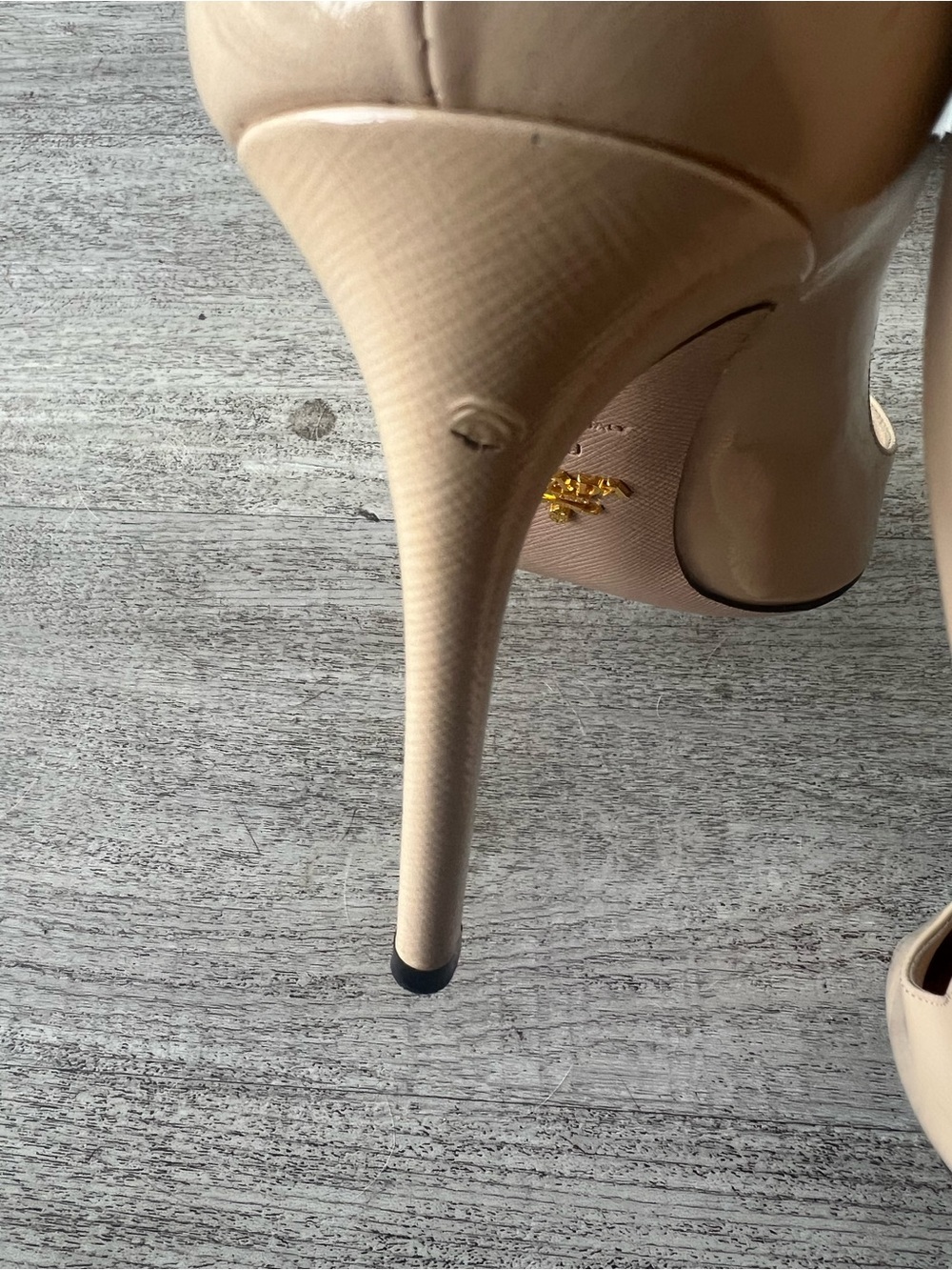 Prada Beige Patent Leather Pointed-Toe Pumps - Picture 8 of 11